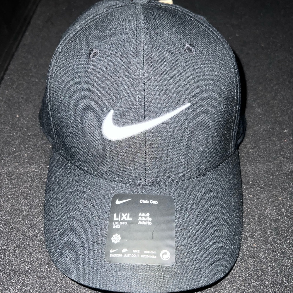 Nike Black Club Cap White Embroidered Swoosh Size L/XL FB5625-010 NWT